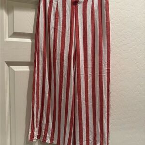 Sweet Wanderer Candy Striped Wide Leg Palazzo Pants Size Small Red/White